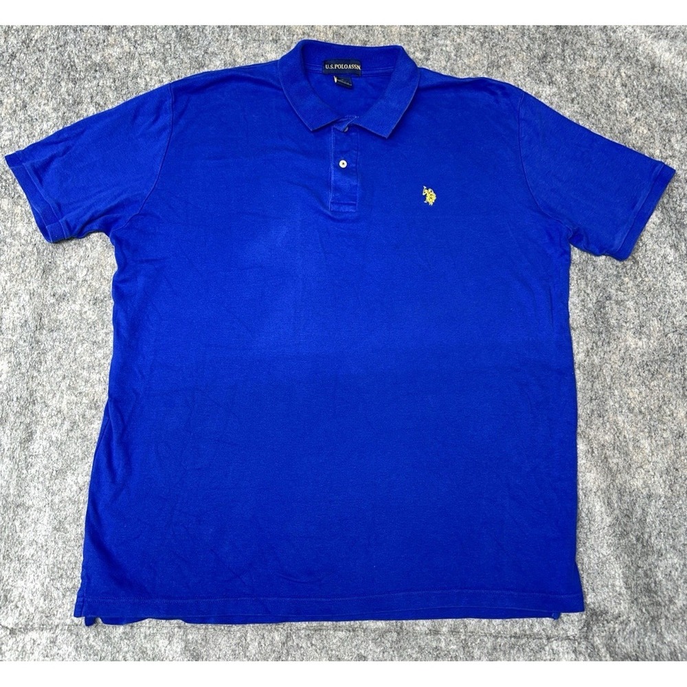 US Polo‎ Assn Blue W/ Yellow logo Short Sleeve Collared Shirt Size XL- (54-13)